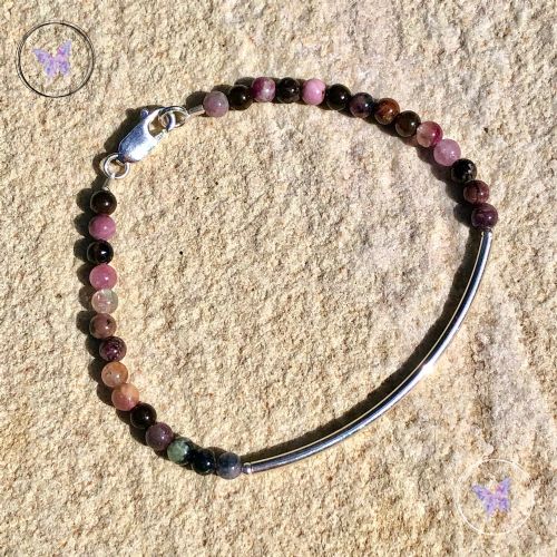 Multi Tourmaline Beaded Tube Bracelet